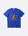 Blue ROBOT T-Shirt featuring a futuristic robot graphic, suitable for men and women.